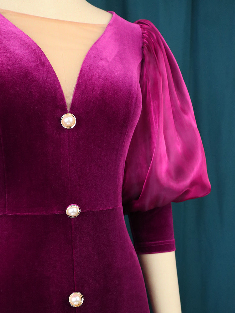 Vintage Split Front Lady Party Dresses