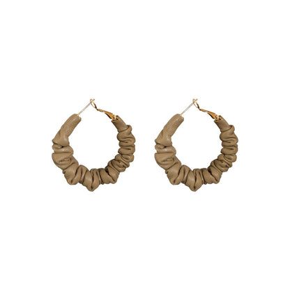 Vintage Round Shape Pu Leather Women Earrings