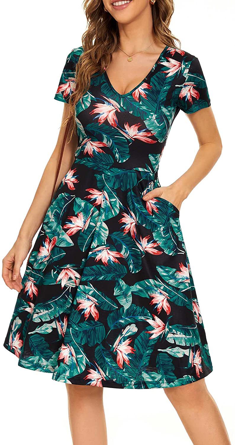 Casual Summer Sunflower Print Daily Women Sun Dresses