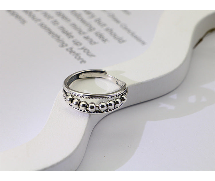 Dot Design Vintage Sterling Sliver Open End Rings