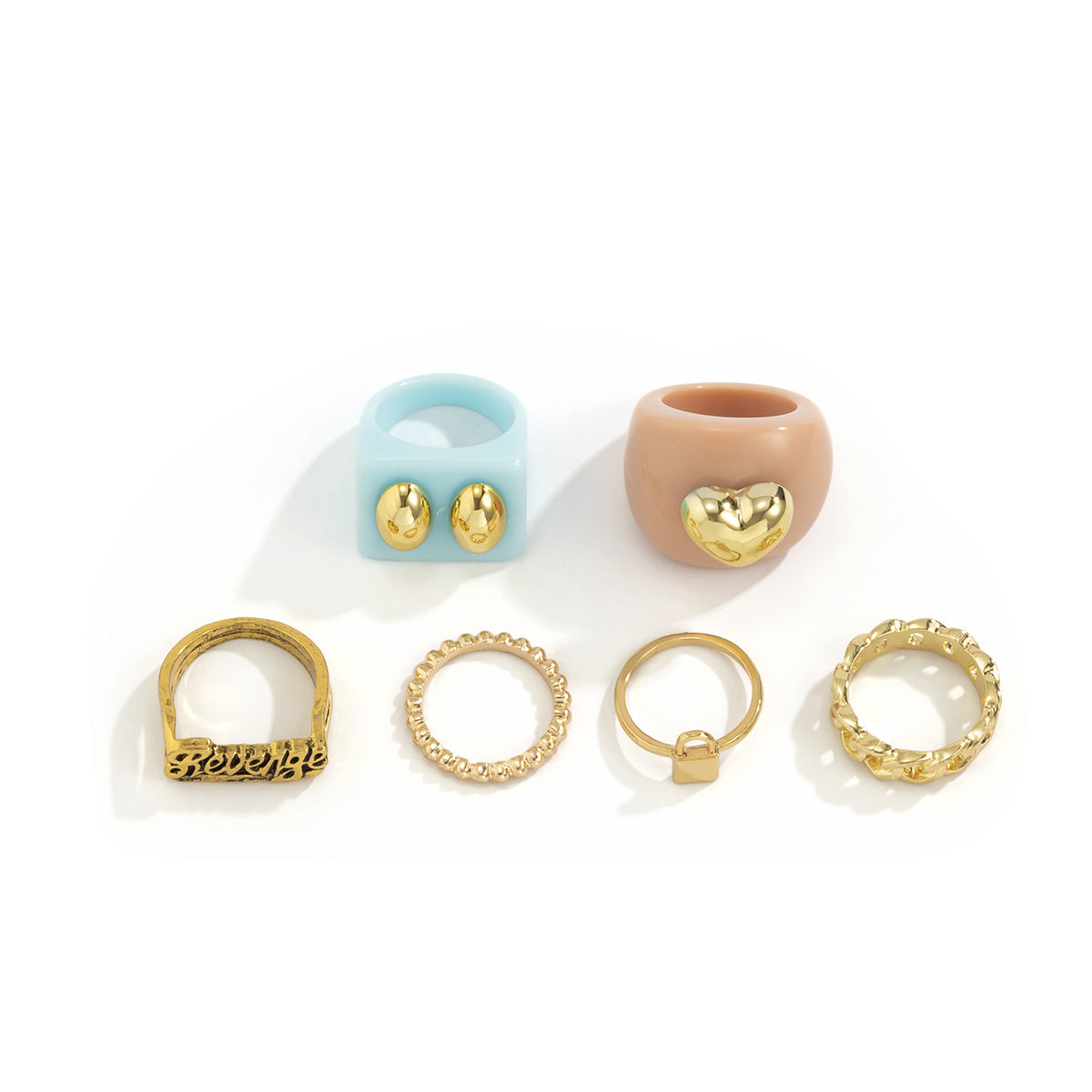 Fashion Sweet Letter Design Women Ring 6pcs/set