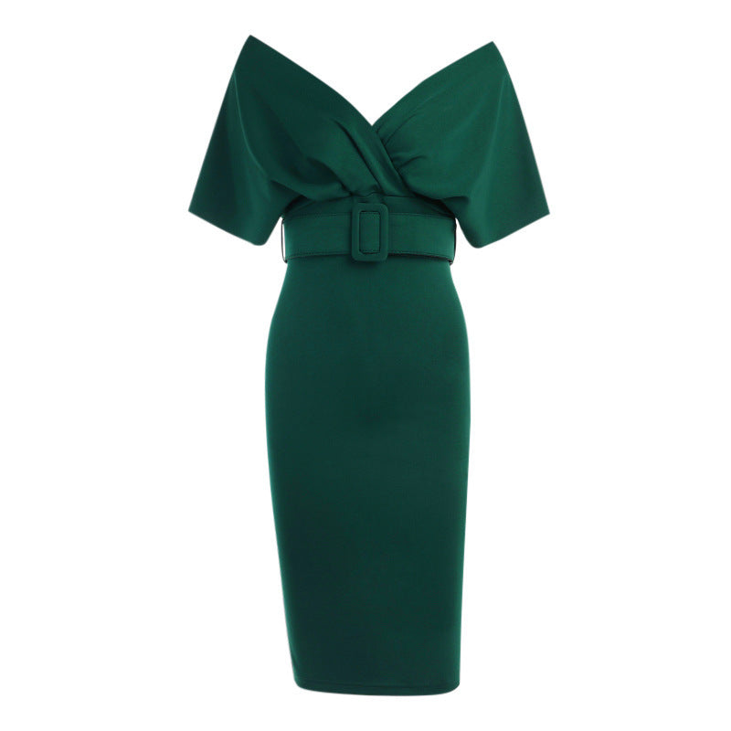 Sexy V Neck High Waist Dresses with Belt