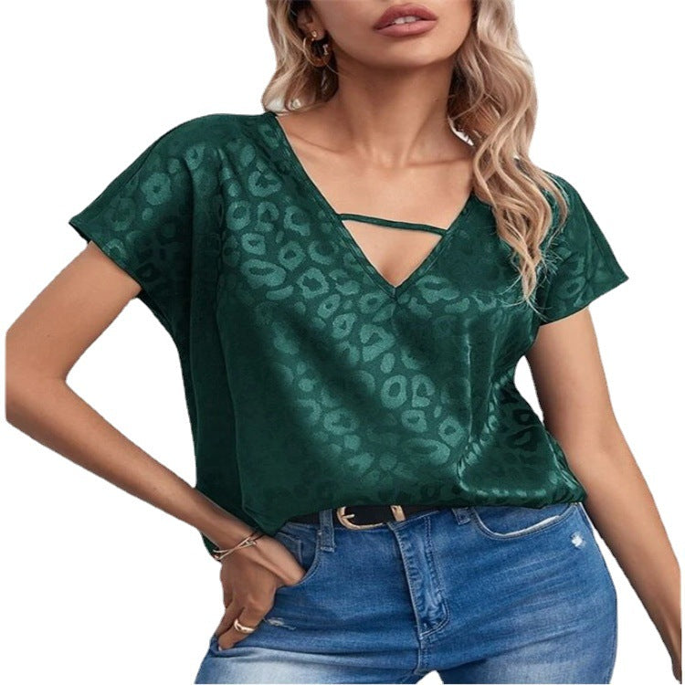 Women Short Sleeves V Neck Blouses