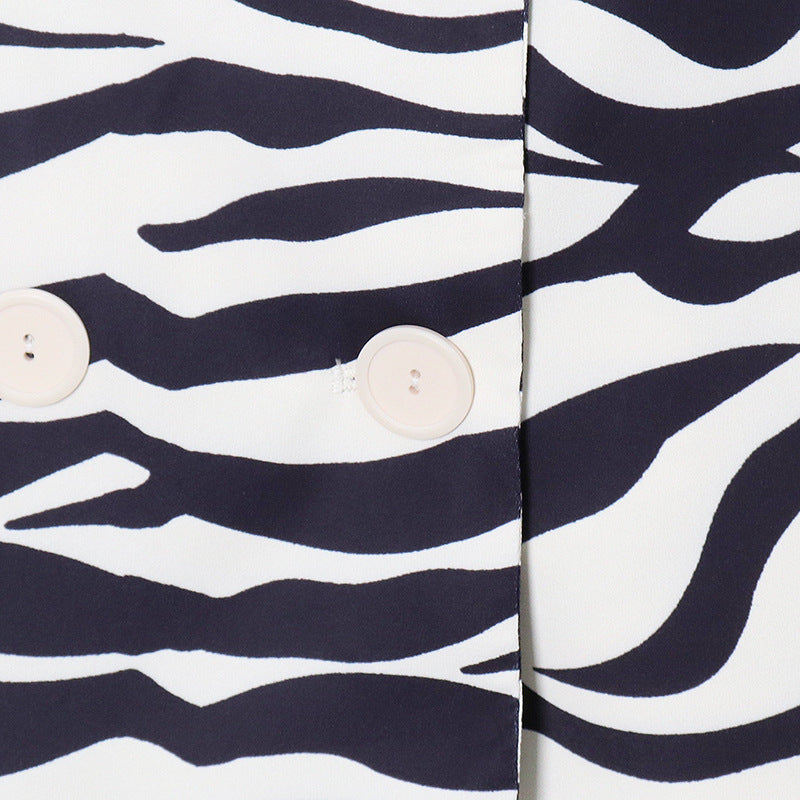 Women Zebra Print Office Lady Blazer Coats