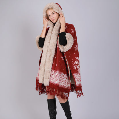 Christmas Red Velvet Hoodies Overcoat for Women