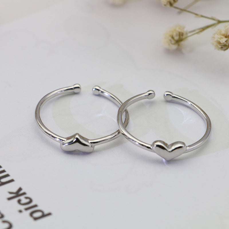 Simple Heart Shape Design Sterling Silver Rings for Women