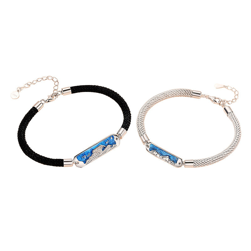 Woven Sterling Silver Couple Bracelets