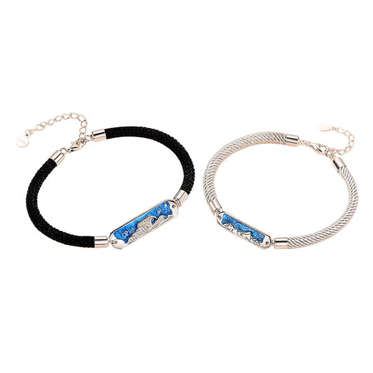 Woven Sterling Silver Couple Bracelets