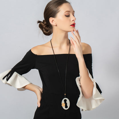 Oval Hollow Out Shape Women Long Sweater Chains