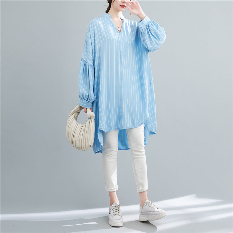 Designed Striped Long Shirts Dresses for Women