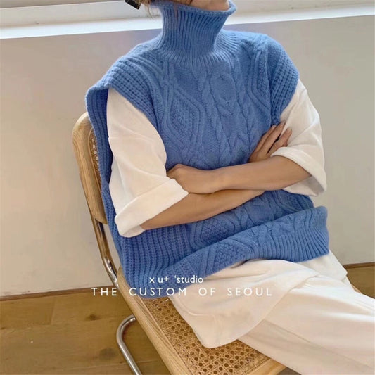 Winter Turtleneck Knitting Vest for Women