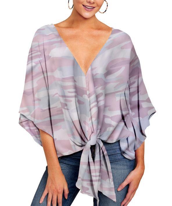 Women Summer/spring Short Sleeves V-neck Blouses-STYLEGOING