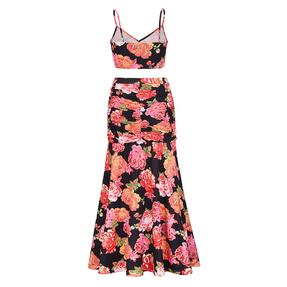 Sexy Floral Split Front Two Pieces Summer Dresses