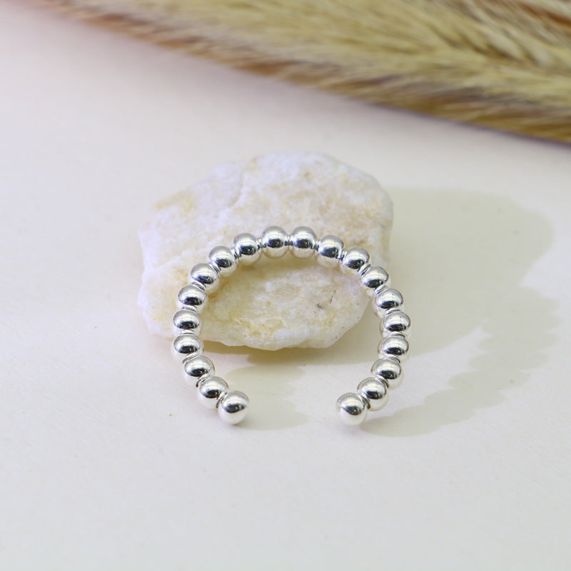 Beads Design Open End Silver Rings for Women