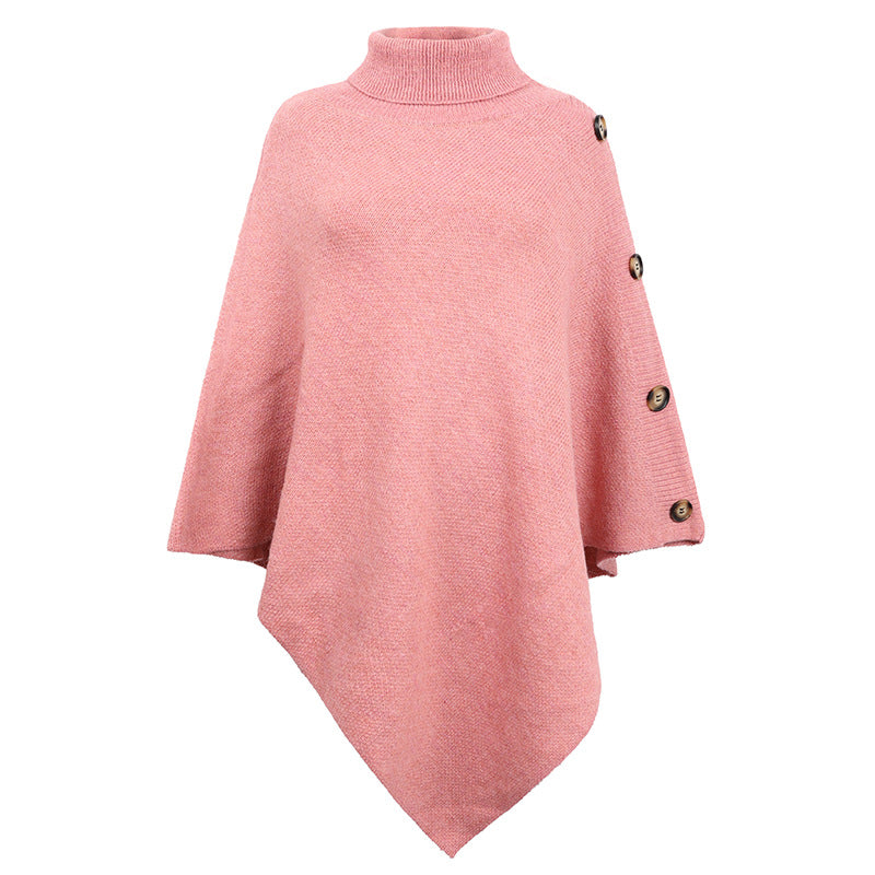 Winter High Neck Knitted Women Cape Coats