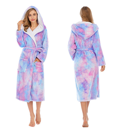 Women Dyed Fleece Casual Winter Hoodies Sleepwear with Pocket
