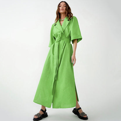 Casual Summer Cotton Linen Long Romper Dresses