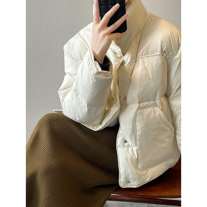 Winter Stand Collar Warm Cotton Short Coats for Women