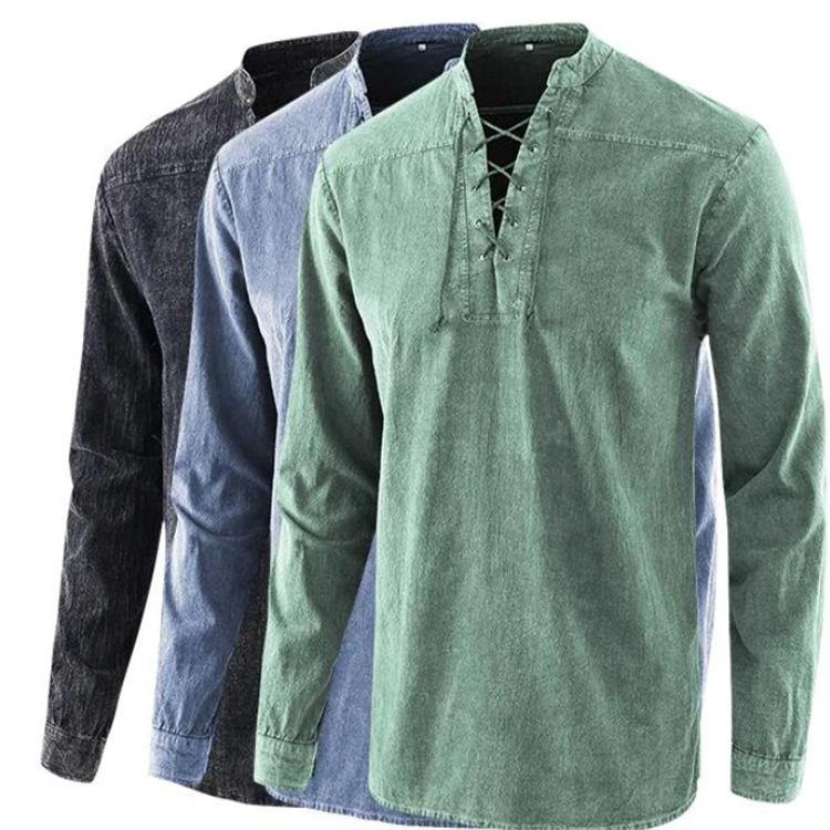 Vintage Men Casual Long Sleeves Shirts-STYLEGOING