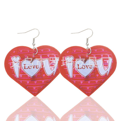 3pcs/Set Pu Leather Sweetheart Design Pink Earrings for Women