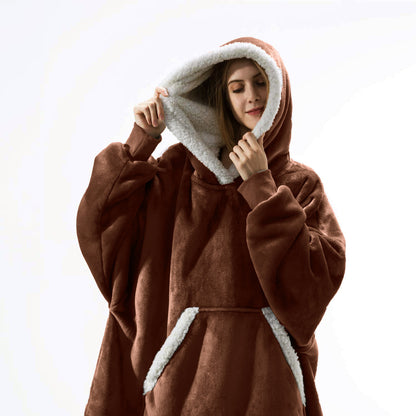 Wearable Fleece Hoodies Sleepwear for Watching TV