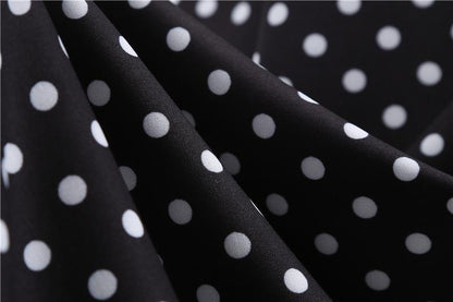 Short Sleeve Square Neckline Print Dot Dresses-STYLEGOING