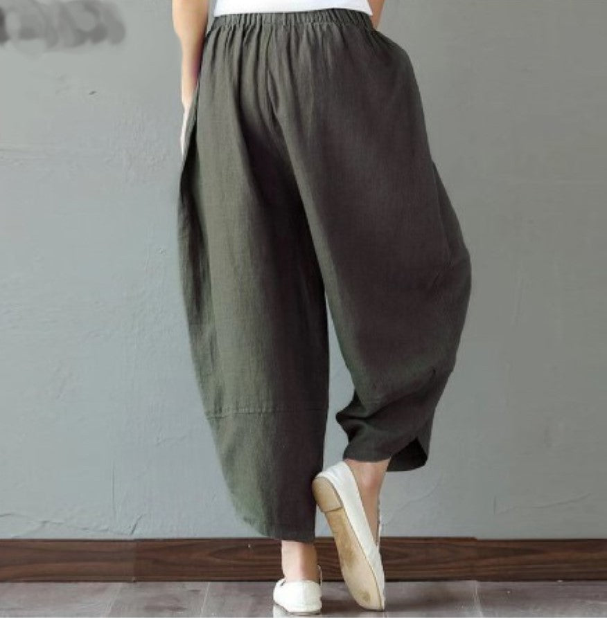 Vintage Linen Wide Legs Pants for Women