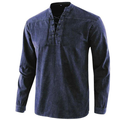 Vintage Men Casual Long Sleeves Shirts-STYLEGOING