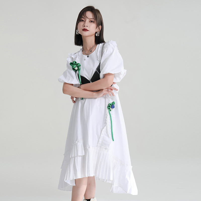 Lovely Women Irregular White Midi Dresses