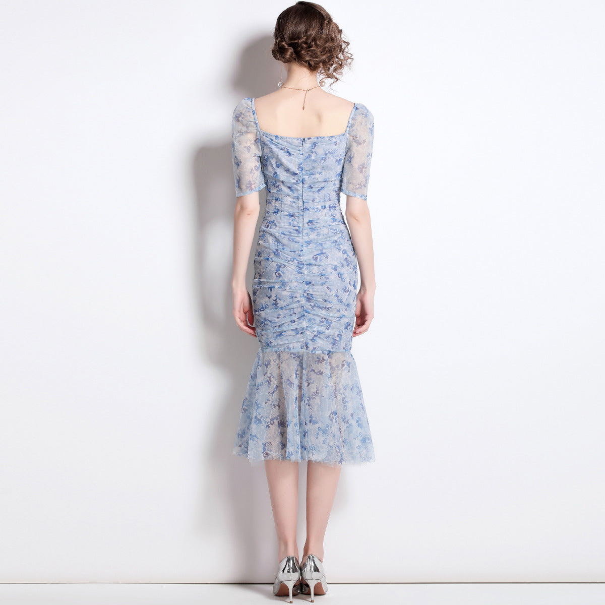 Sexy Square Neckline Tulle Party Mermaid Dresses