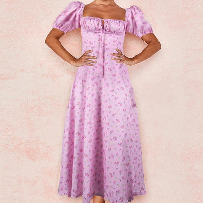 Summer Short Sleeves Floral Dresses-STYLEGOING
