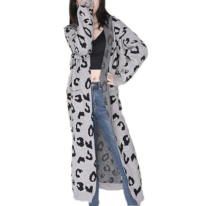 New Leopard Casual Knitting Cardigan Overcoats-STYLEGOING