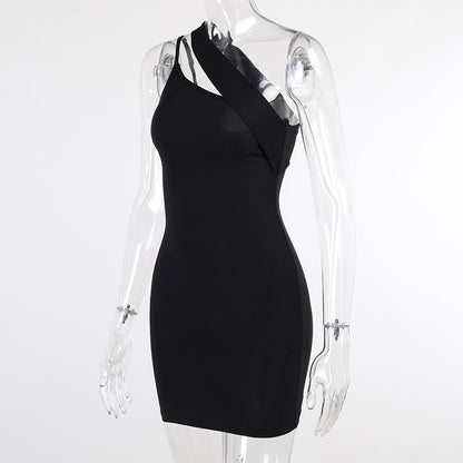 Sexy Black One Shoulder Short Dresses for Women