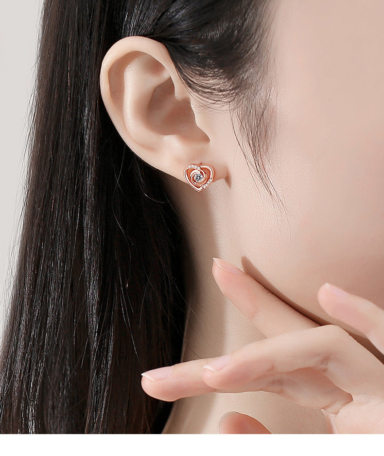 Cute Heart Shape Sterling Sliver Earring Studs