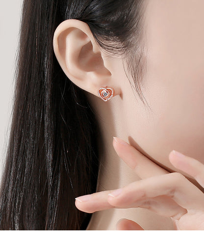 Cute Heart Shape Sterling Sliver Earring Studs