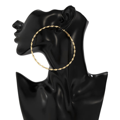 Fashion Screw Thread Women Hoop Earrings