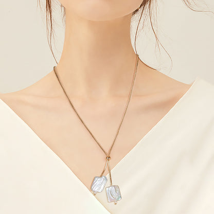 Fashion Double Baroque Pearl Pendant Gold Plated Silver Necklaces