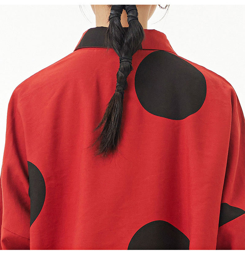 Designed Dot Print Plus Sizes Shirts Cotas for Women