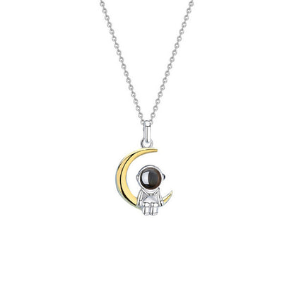 Astronaut Star&Moon Design Sterling Silver Necklaces