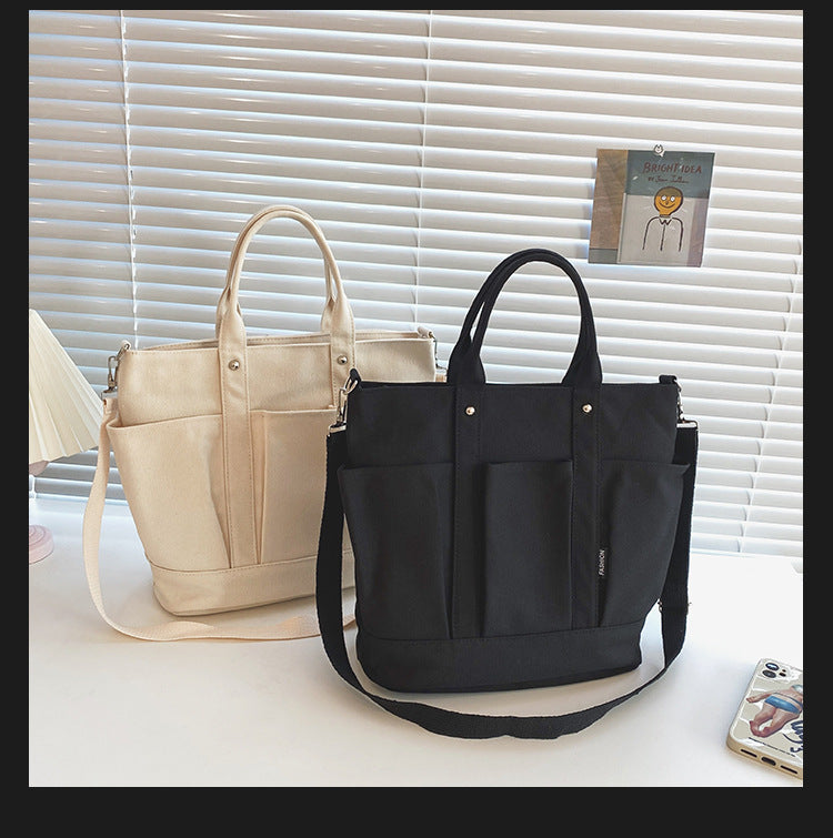 Women Large Storage Multi Pockets Canvas Mom Tote Handag