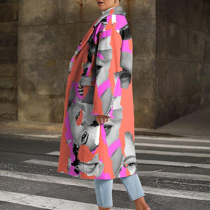 Leisure Fashion Floral Print Turover Collar Overcoat-STYLEGOING