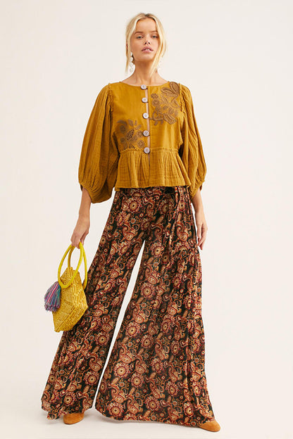 Casual Summer Floral Print Trumpet Pants for Women