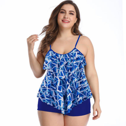 Ruffled Floral Print Plus Size Swimsuits-STYLEGOING
