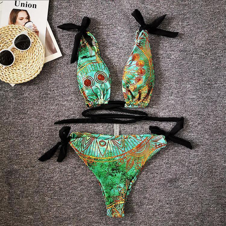 Vintage Floral Print Sexy Bikini Swimwear-STYLEGOING