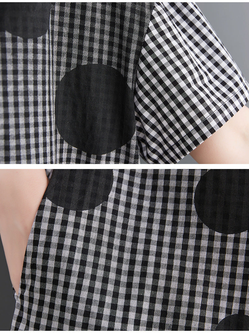 Vintage Dot Print Women Long Shirts Dresses