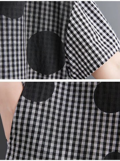 Vintage Dot Print Women Long Shirts Dresses