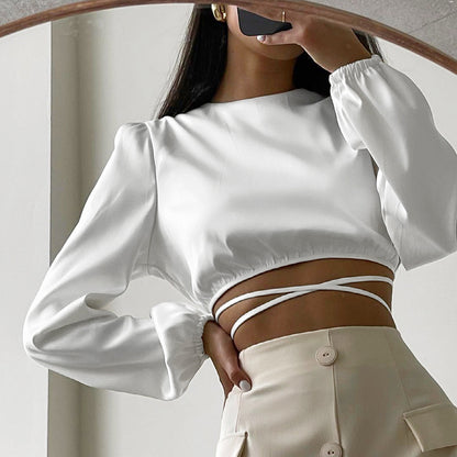 Sexy Designed Midriff Baring Backless Summer Women Tops