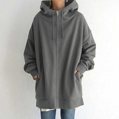 Women Plus Sizes Zipper Velvet Hoodies