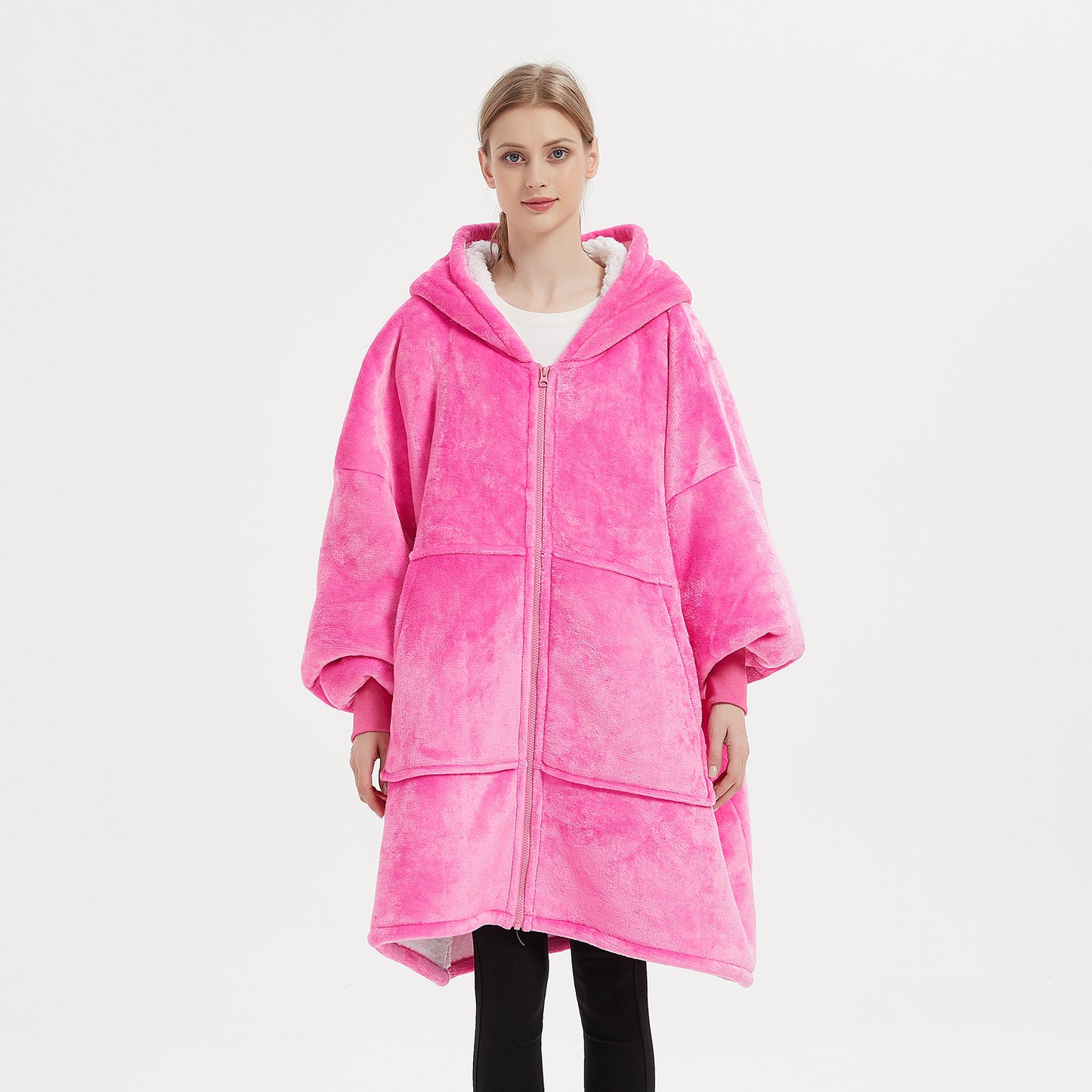 Warm Thick Plus Sizes Wearable Fleece Throw Blanket for Couple