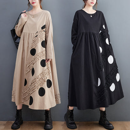 Vintage Dot Print Plus Sizes Long Dresses